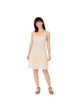 ZARA Crochet Knit Large Sleeveless Vintage Dress Cream Cotton Blend
